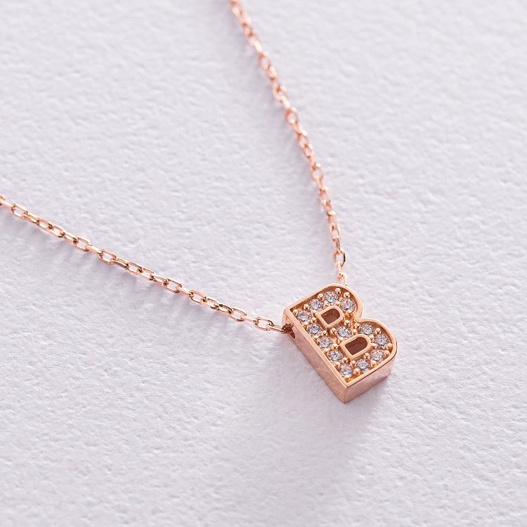 Колье с буквой "В" в красном золоте (фианиты) кол01255В от ювелирного магазина Оникс - 3