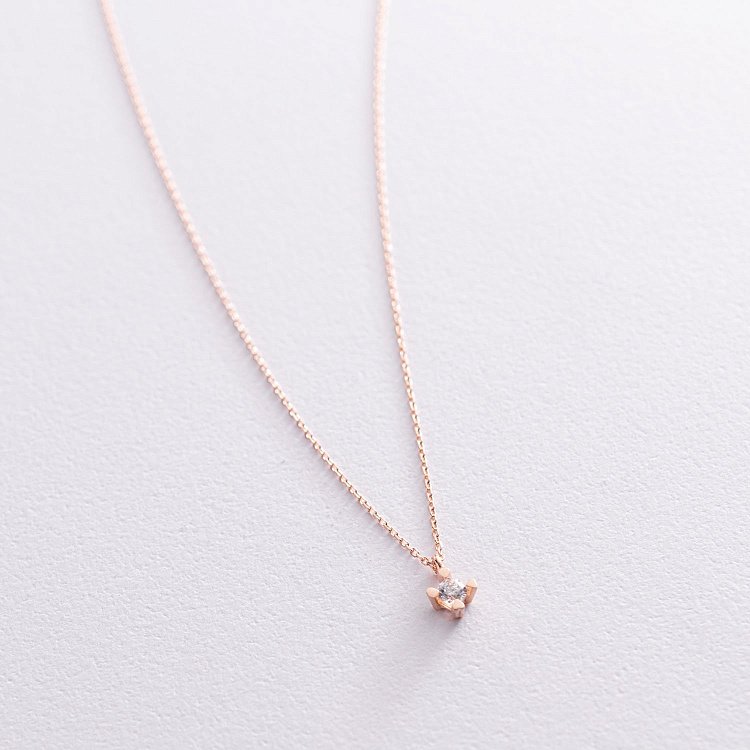 Золоте кольє з одним фіанітом кол01965 від ювелірного магазину Онікс