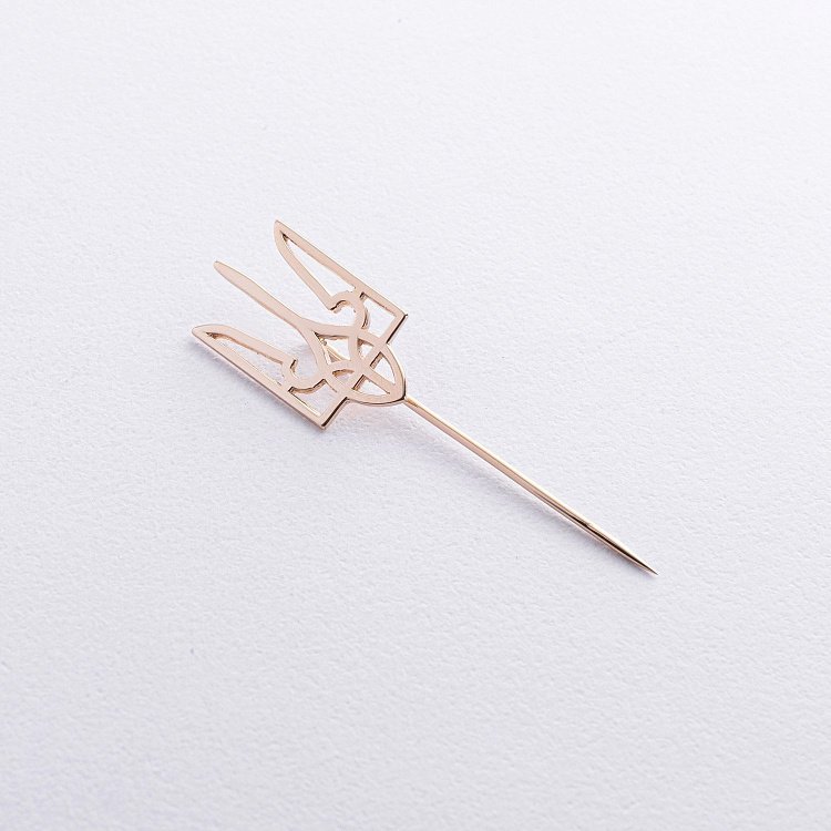 Заколка "Герб Украины - Тризуб" в желтом золоте зак00355 от ювелирного магазина Оникс