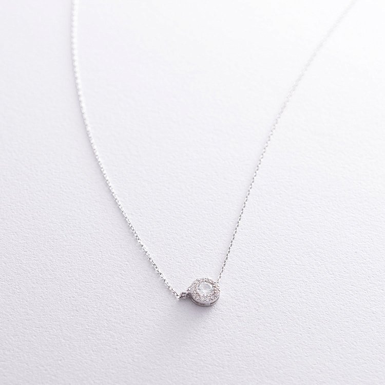 Серебряное колье с фианитами 181027 от ювелирного магазина Оникс