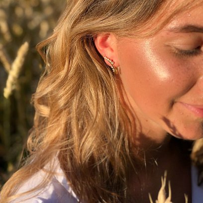 Золоті сережки "Гілочки" з фіанітами с04338 №4