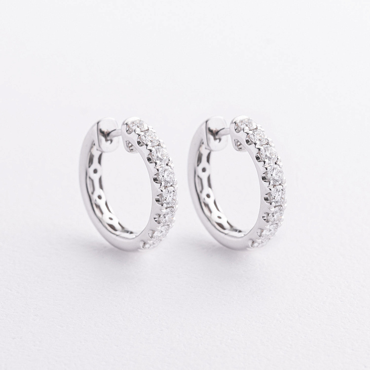 Золотые серьги - кольца с бриллиантами сб0656ri от ювелирного магазина Оникс