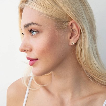 Серьги - пусеты "Акцент" в желтом золоте с07572 №7