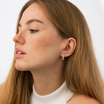 Золоті сережки з фіанітами с08909 №7