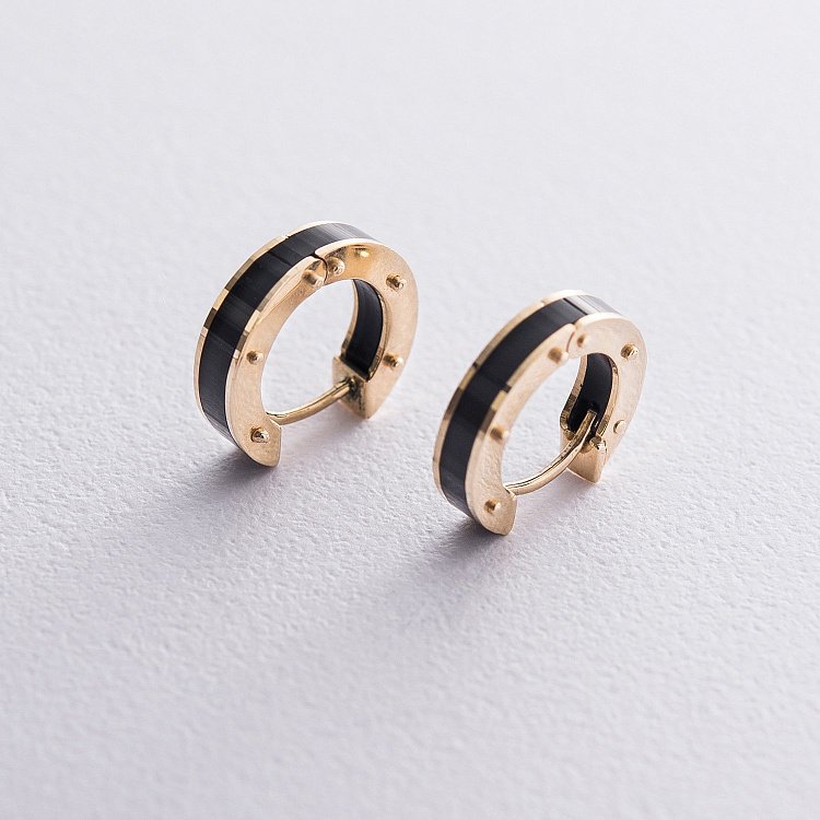 Золоті сережки - кільця (полімер) с06499 від ювелірного магазину Онікс - 2