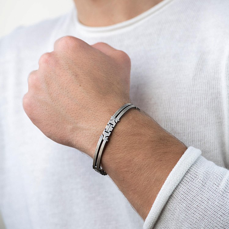 ﻿Чоловічий срібний браслет (чорніння) 1006 від ювелірного магазину Онікс - 3