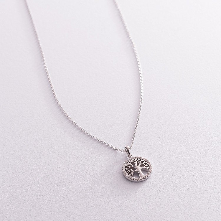 Серебряное колье "Древо жизни" с фианитами 181188 от ювелирного магазина Оникс