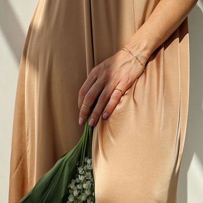 Двойной браслет "Шарики" в желтом золоте б04706 №8