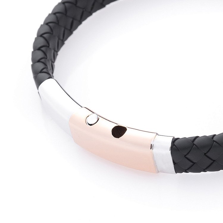 Каучуковий браслет із золотою вставкою (фіаніт) б02358 від ювелірного магазину Онікс - 2