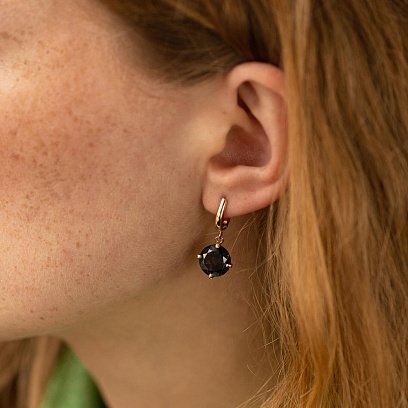 Золоті сережки "Захоплення" з синт. топазом с08573 №4