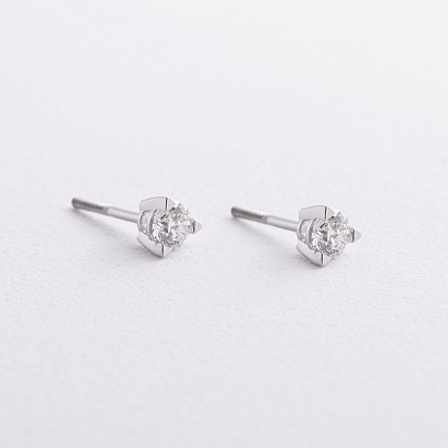 Золотые серьги - пусеты с бриллиантами 344891121