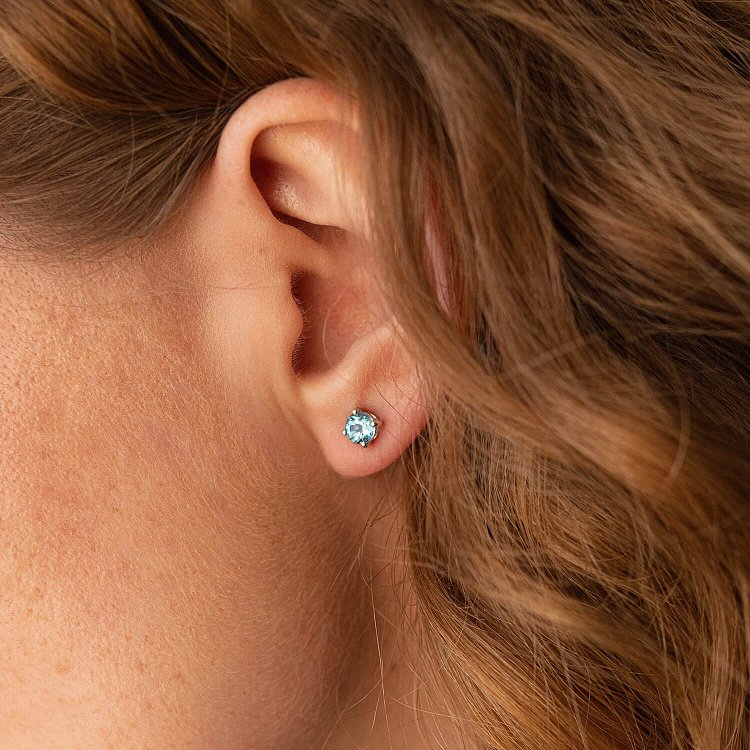 Золоті сережки - пусети з блакитними топазами сб0120gl від ювелірного магазину Онікс - 5