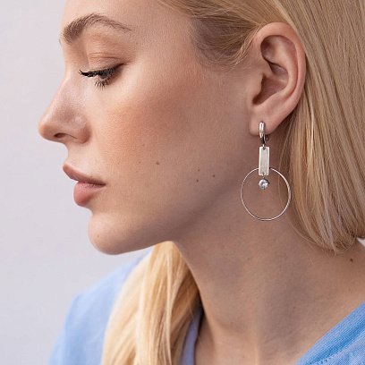 Серебряные серьги "Геометрия" с фианитами 4989 №3