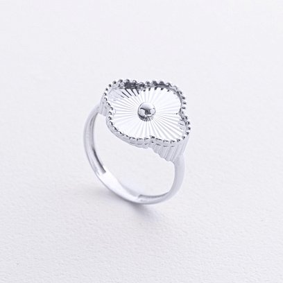 Кольцо "Клевер" в белом золоте к08208 №2