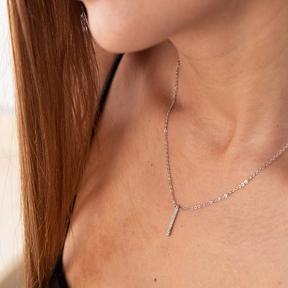 Срібне кольє "Мить" з фіанітами 181175 №3