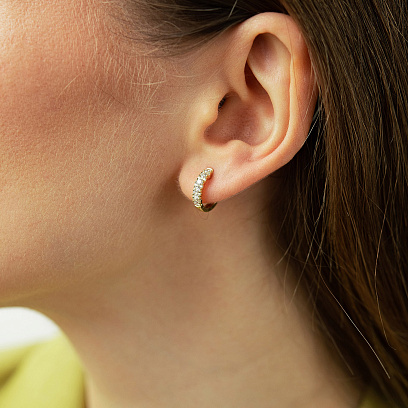 Серьги - кольца в желтом золоте (бриллианты) сб0728ri №4