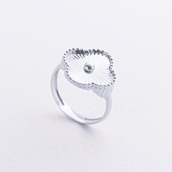 Кольцо "Клевер" в белом золоте к08208 №2