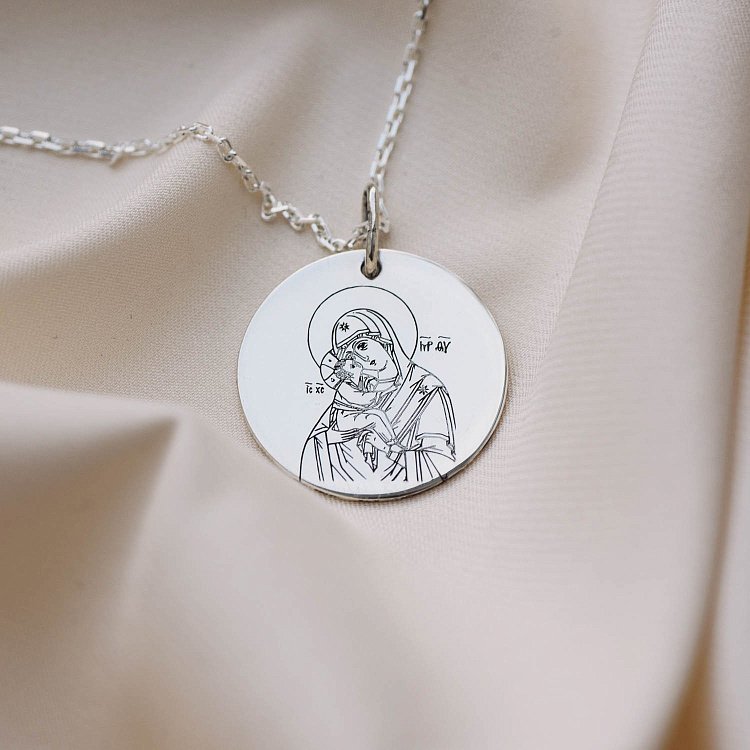 Серебряный кулон "Икона Божьей Матери с Иисусом" 133090бож от ювелирного магазина Оникс - 1