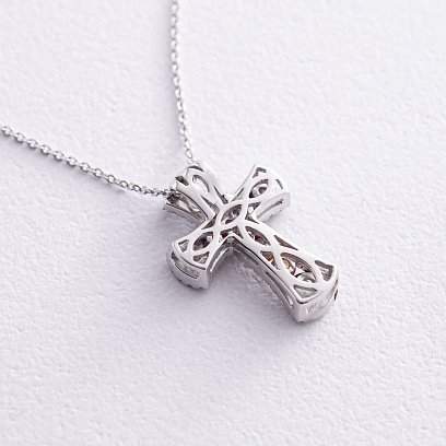 Золоте кольє з хрестиком (різнокольорові сапфіри та діаманти) колб0100mi №5