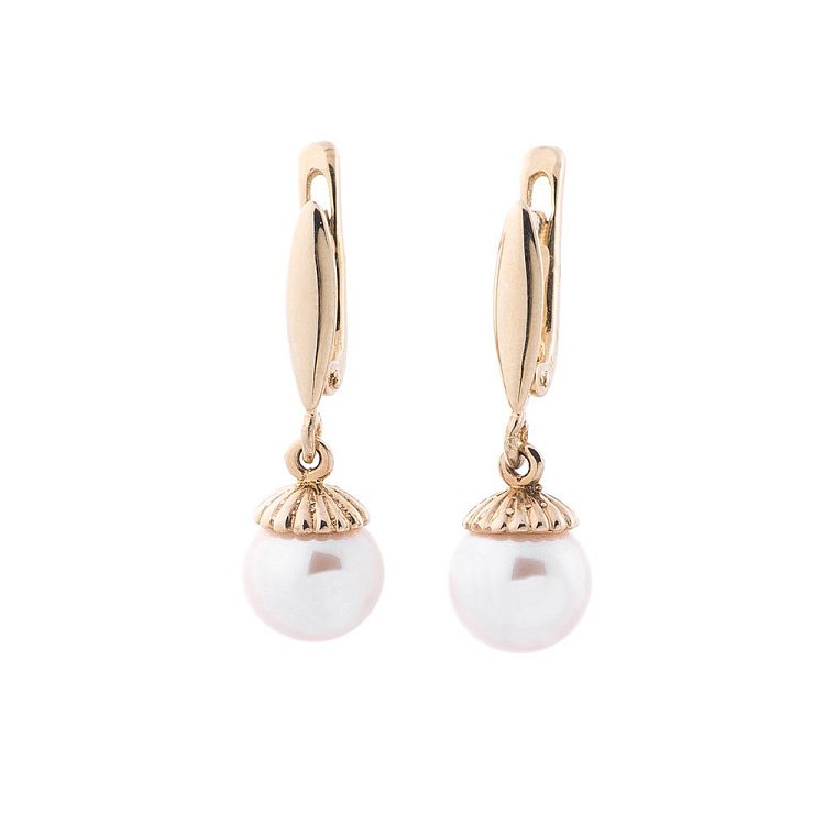 Золоті сережки з культ. прісн. перлами с03889 від ювелірного магазину Онікс