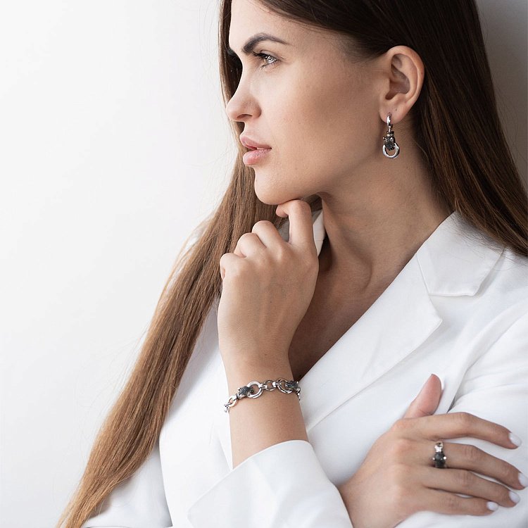 Золотий браслет "Пантери" (фіаніти)  б02540 від ювелірного магазину Онікс - 2