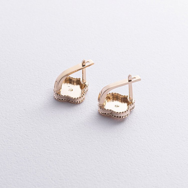 Серьги "Клевер" в желтом золоте с08871 от ювелирного магазина Оникс - 2