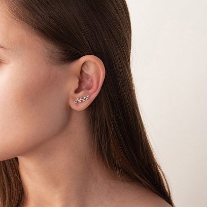 Сережки - клаймбери "Гілочки" в сріблі 123067 №4