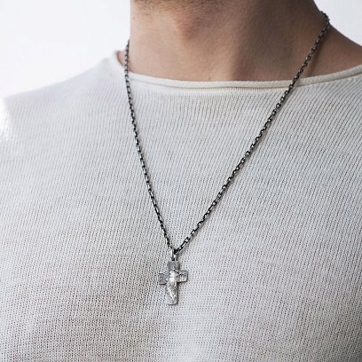 Срібний хрест "Ісус Христом у терновому вінці" 7028 №2