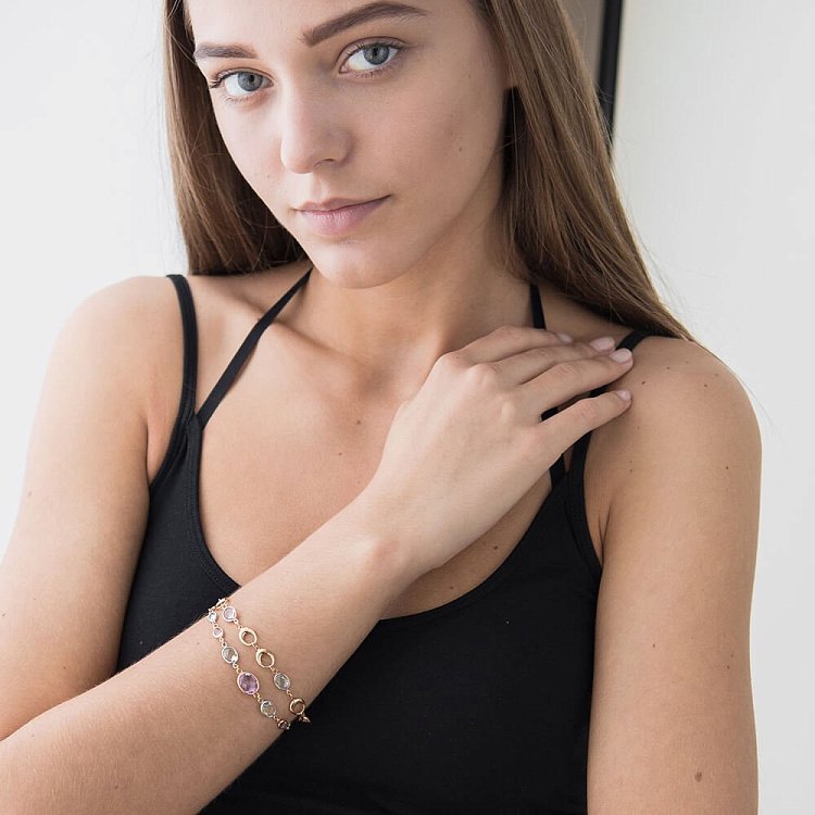 Золотий браслет з натуральними каменями б01710 від ювелірного магазину Онікс - 5