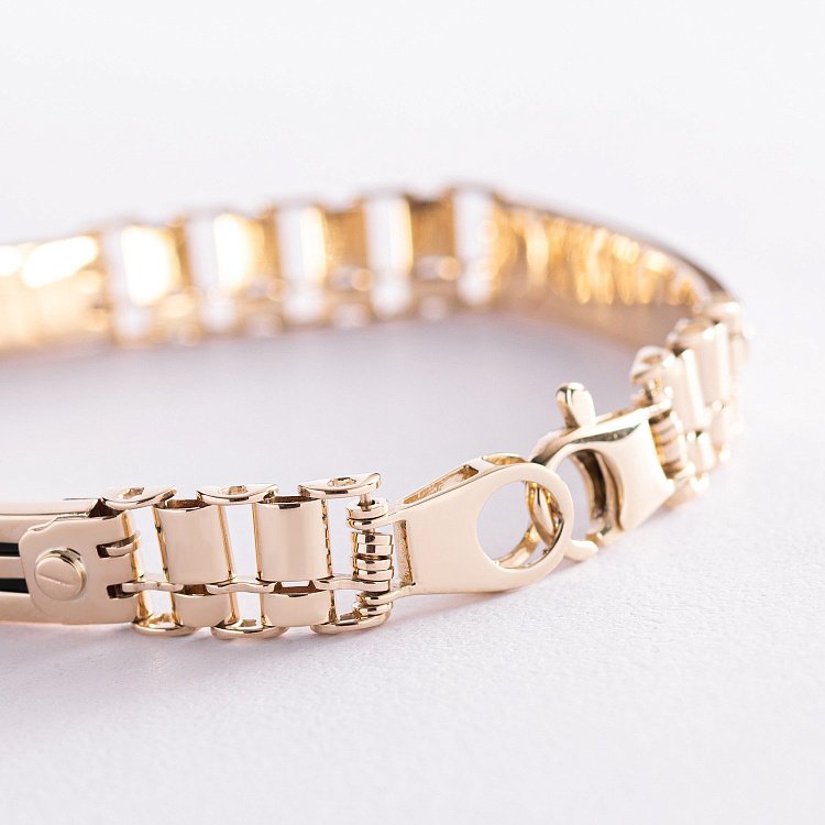 Чоловічий браслет у жовтому золоті (онікс) б05008 від ювелірного магазину Онікс - 2