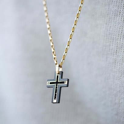 Хрест із жовтого золота (циркон, фіаніти) 603-00005/1 №7