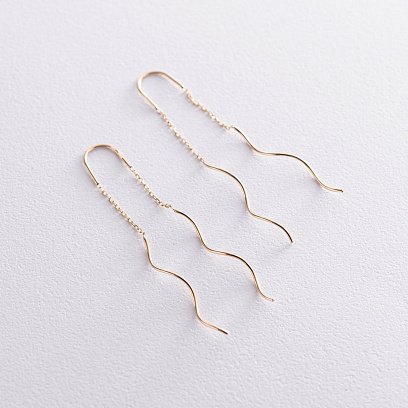 Серьги - протяжки "Завиток" из желтого золота с07200