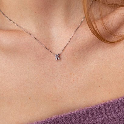 Серебряное колье с буквой "К" с фианитами 1103 К №2