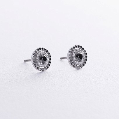 Серьги - пусеты с бриллиантами (белое золото) 322231121