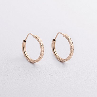 Серьги - кольца в желтом золоте (1.2 см) с07307 №2