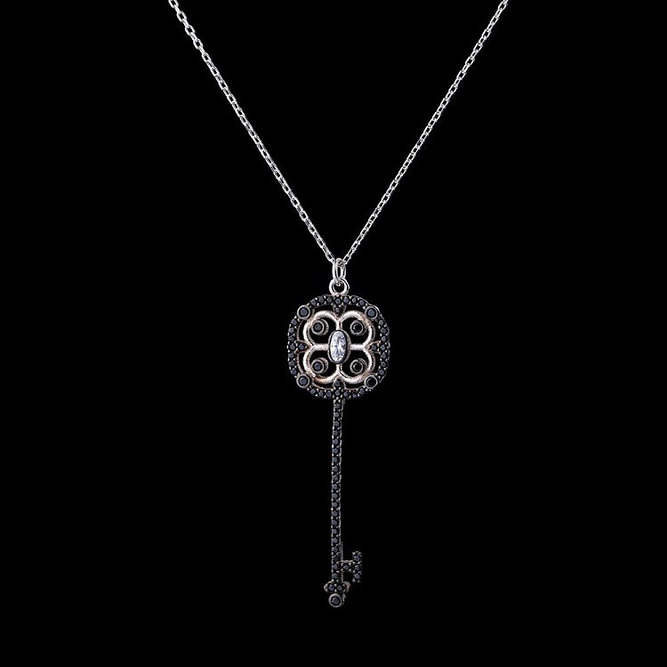 Срібне кольє "Ключик" (фіаніти) 18455 від ювелірного магазину Онікс - 3