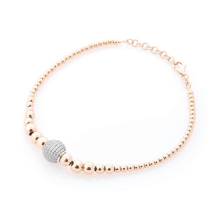 Золотой браслет с шариками (фианиты) б03586 от ювелирного магазина Оникс - 1