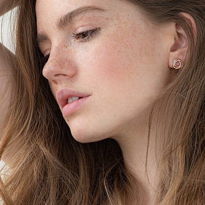 Серьги - пусеты "Увлечение" в красном золоте с06922 №2