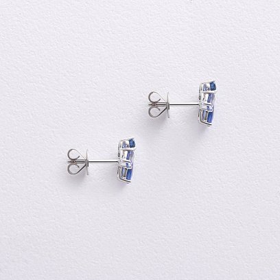 Золотые серьги - пусеты с бриллиантами и сапфирами сб0600sth №3