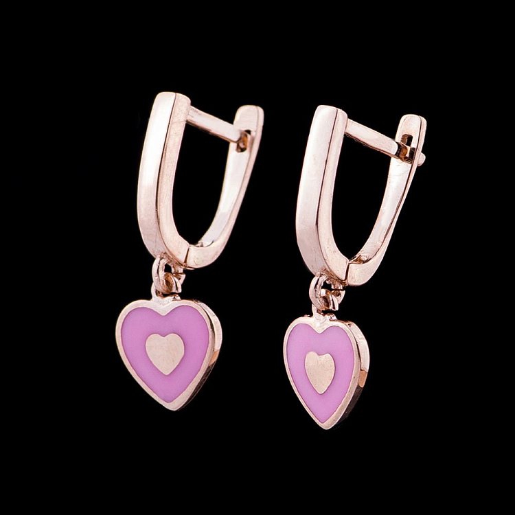 Золотые сережки "Сердечки" с04792рф от ювелирного магазина Оникс