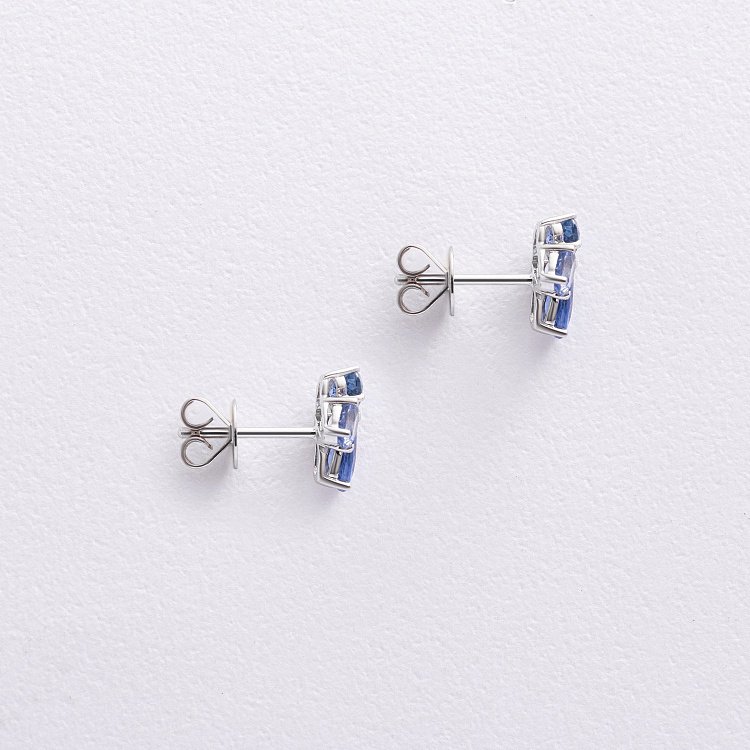 Золотые серьги - пусеты с бриллиантами и сапфирами сб0600sth от ювелирного магазина Оникс - 2