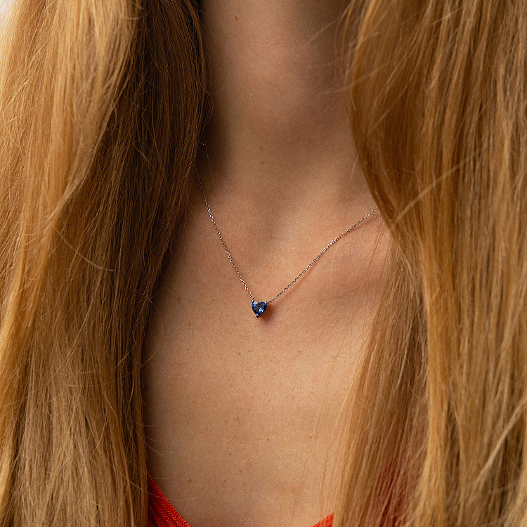 Золотое колье "Сердечко" с сапфиром колб0140ca от ювелирного магазина Оникс - 1