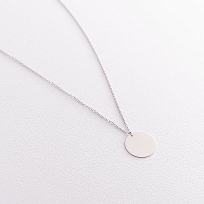 Кольє "Монетка" в білому золоті (можливе гравіювання) кол01779