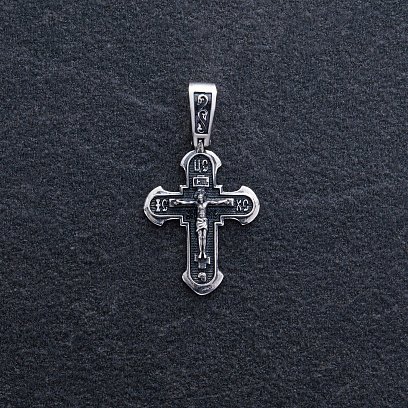 Православний срібний хрест "Розп'яття. Спаси і Збережи" 133092 №3