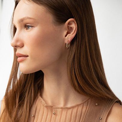 Серьги - кольца в желтом золоте с09224 №5