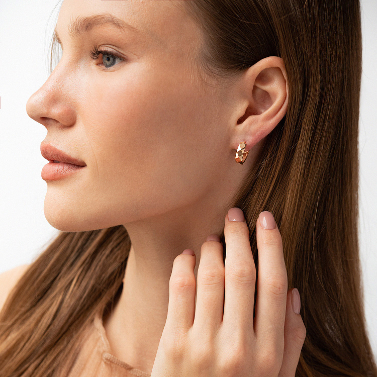 Сережки - кільця в червоному золоті с09212 від ювелірного магазину Онікс - 4