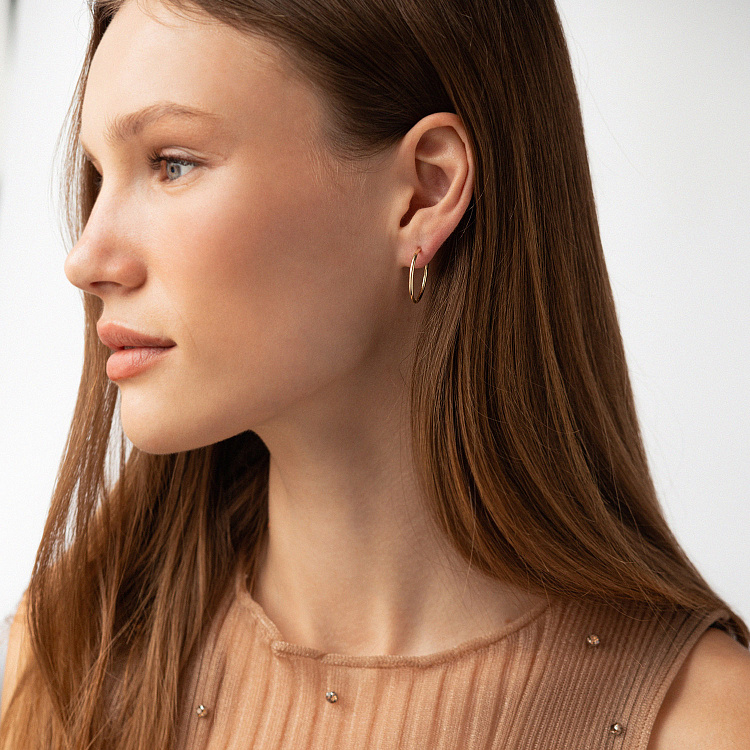 Серьги - кольца в желтом золоте с09224 от ювелирного магазина Оникс - 4