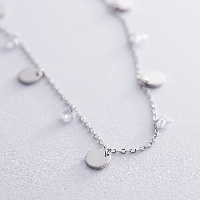Серебряное колье "Монетки" с фианитами 18940 №4
