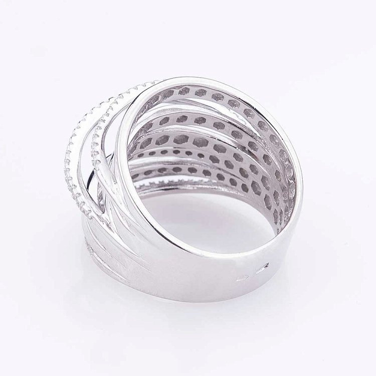 Срібний перстень з фіанітами 111867 від ювелірного магазину Онікс - 1