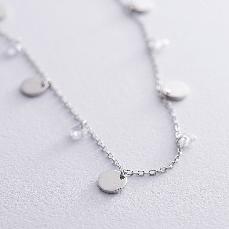 Серебряное колье "Монетки" с фианитами 18940 от ювелирного магазина Оникс - 3